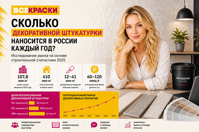Сколько декоративной штукатурки делают в России ежегодно - Исследование рынка на основе строительной статистики