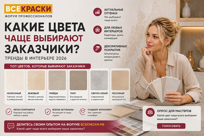 Какие цвета чаще выбирают заказчики в интерьере